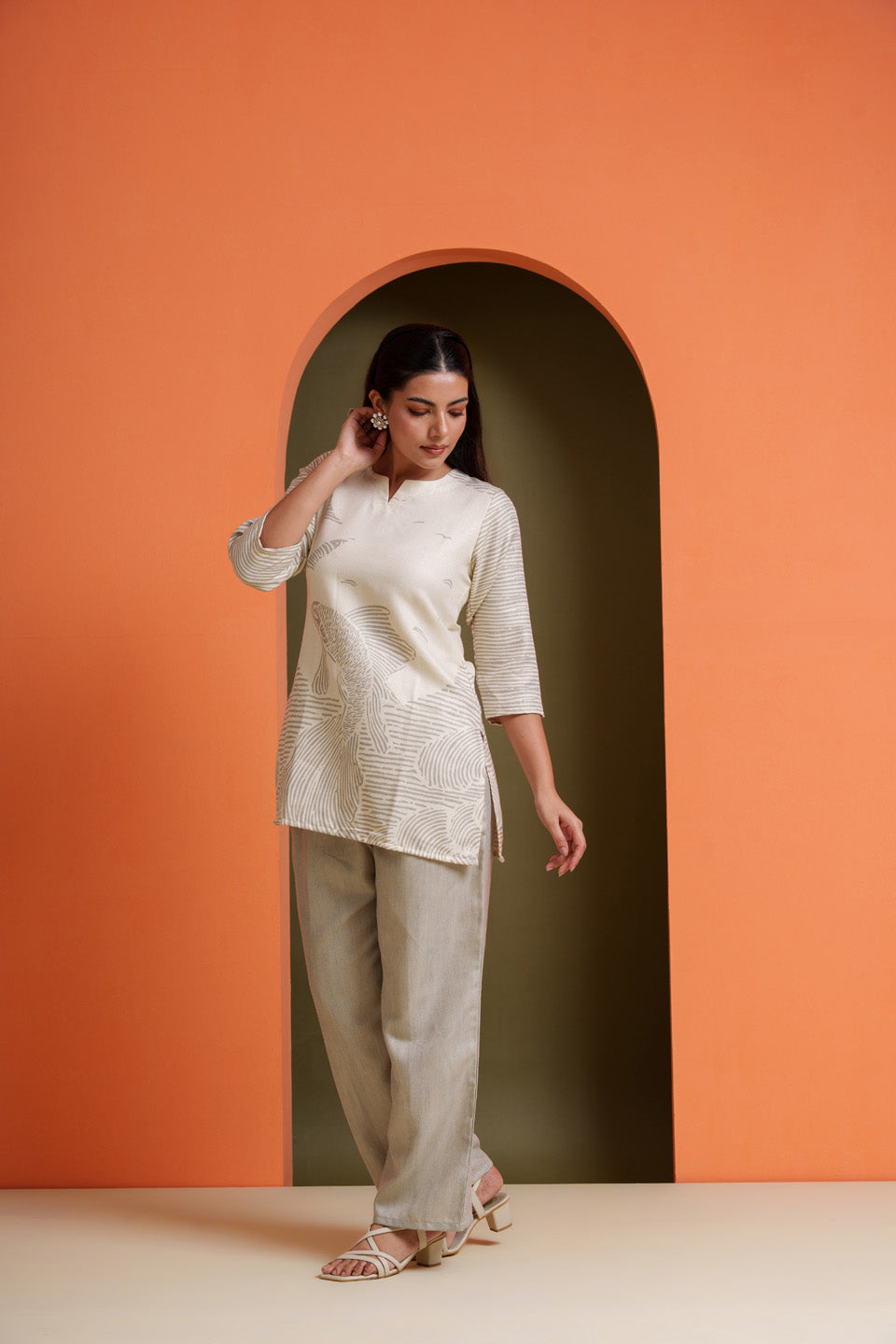Olive Green Jalpari Co-ord Set