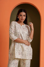 Elegant printed co-ord set in soft viscose fabric, perfect for casual and festive wear