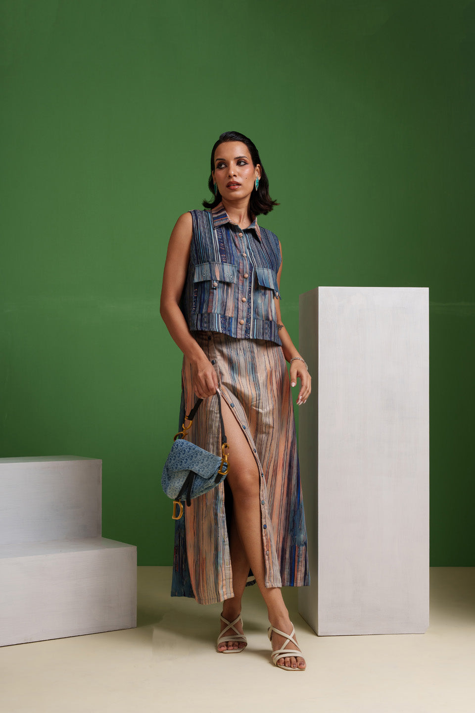 Ethereal Echo Canvas Flow Lines Skirt and Tops
