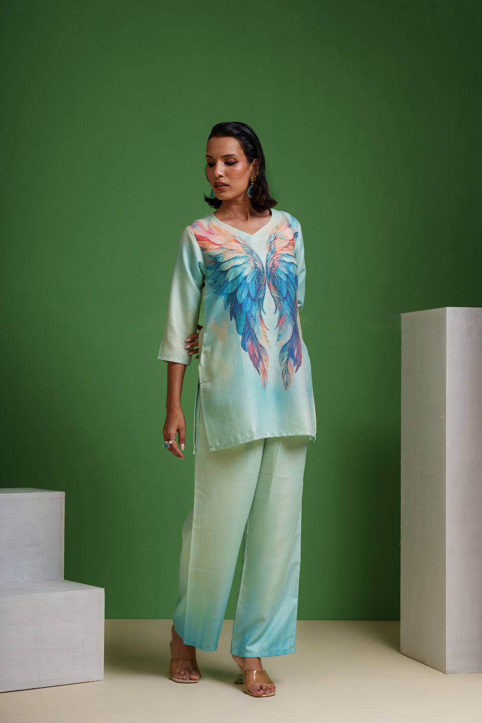 Fearless Rainbow Pankh Co-ord Set