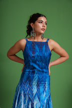 Ocean Blue Mirage Frozen Aqua Waves Gown