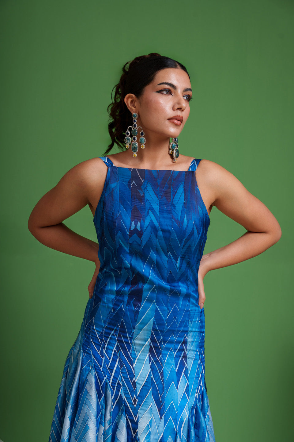 Ocean Blue Mirage Frozen Aqua Waves Gown