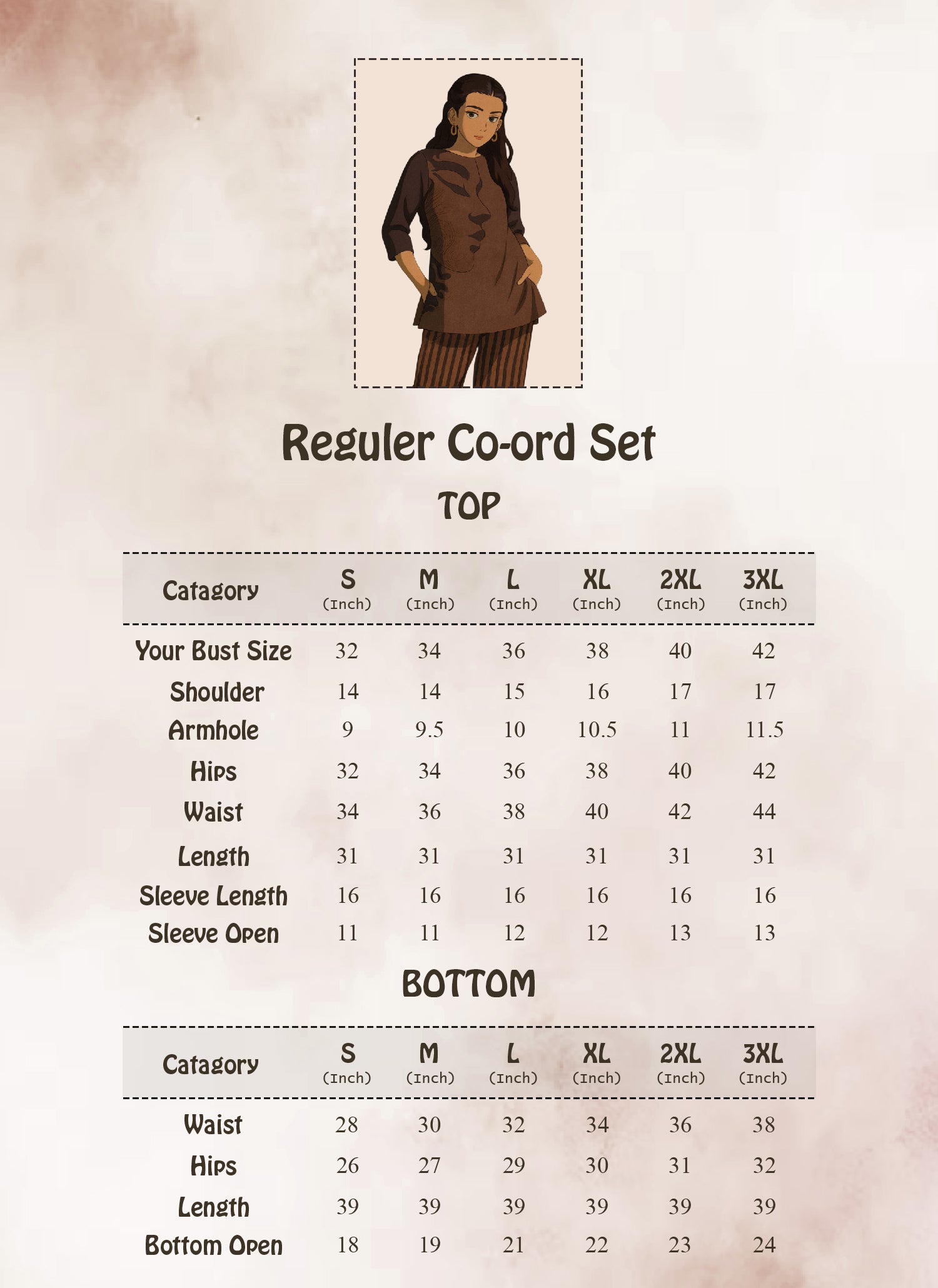 Size Guide in Inches