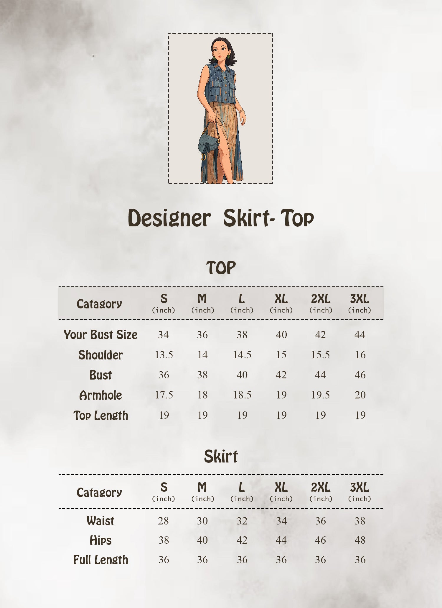 Size Guide in Inches