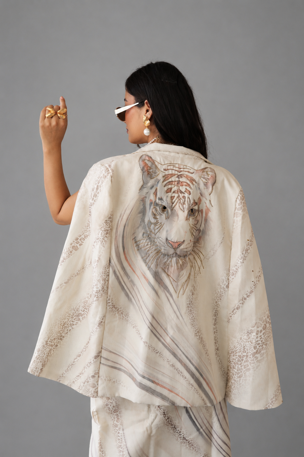 White Tiger Blazer & Pencil Skirt Set