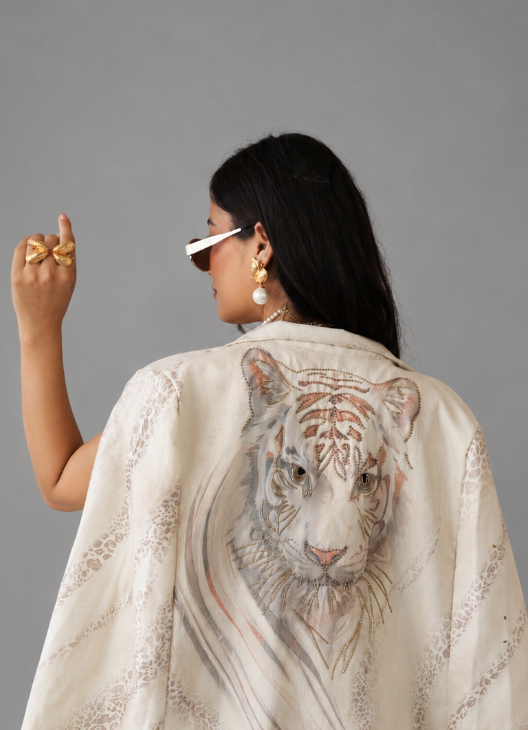 White Tiger Blazer & Pencil Skirt Set