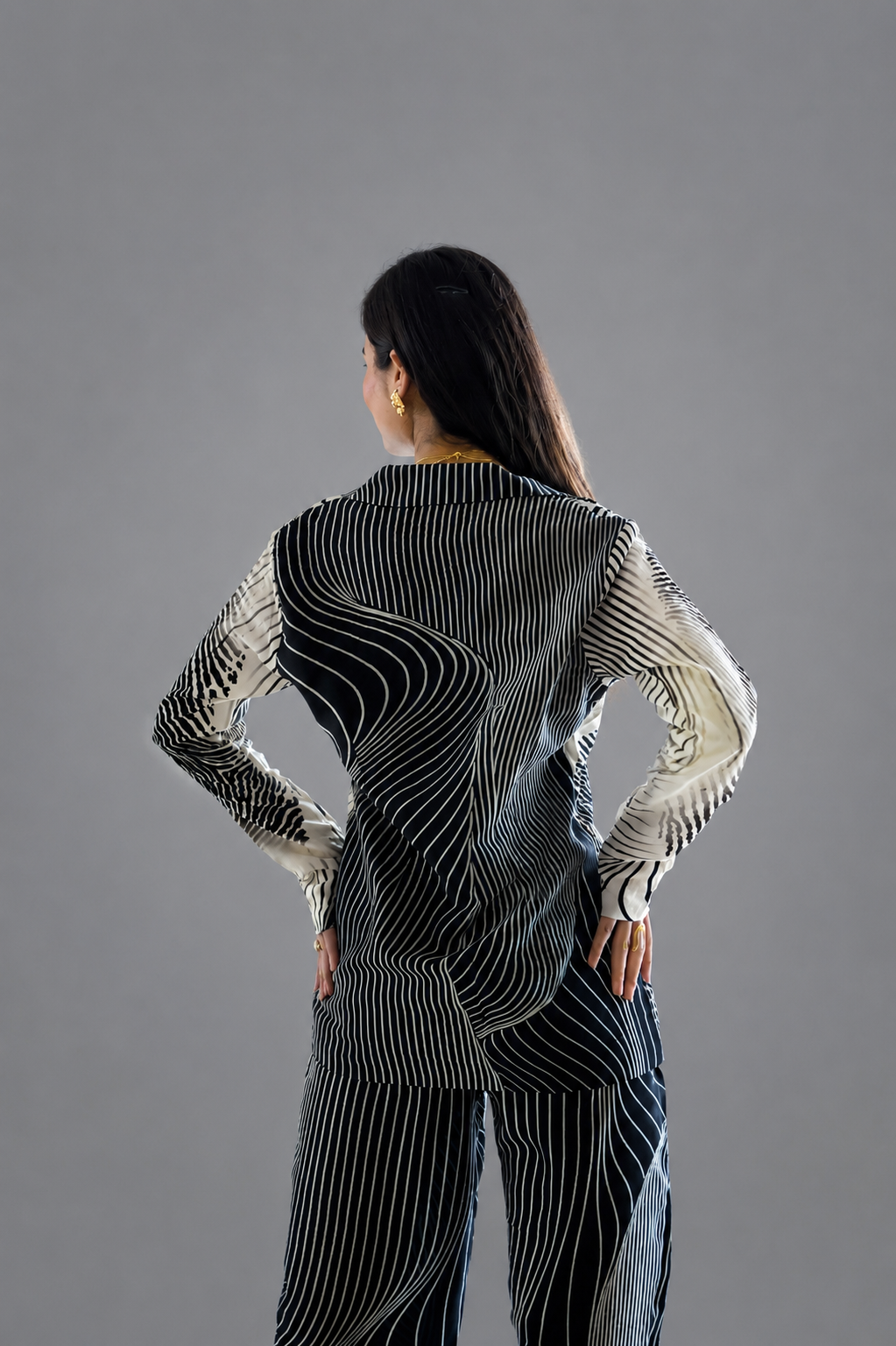 Finger Print Blazer Co-Ord Set