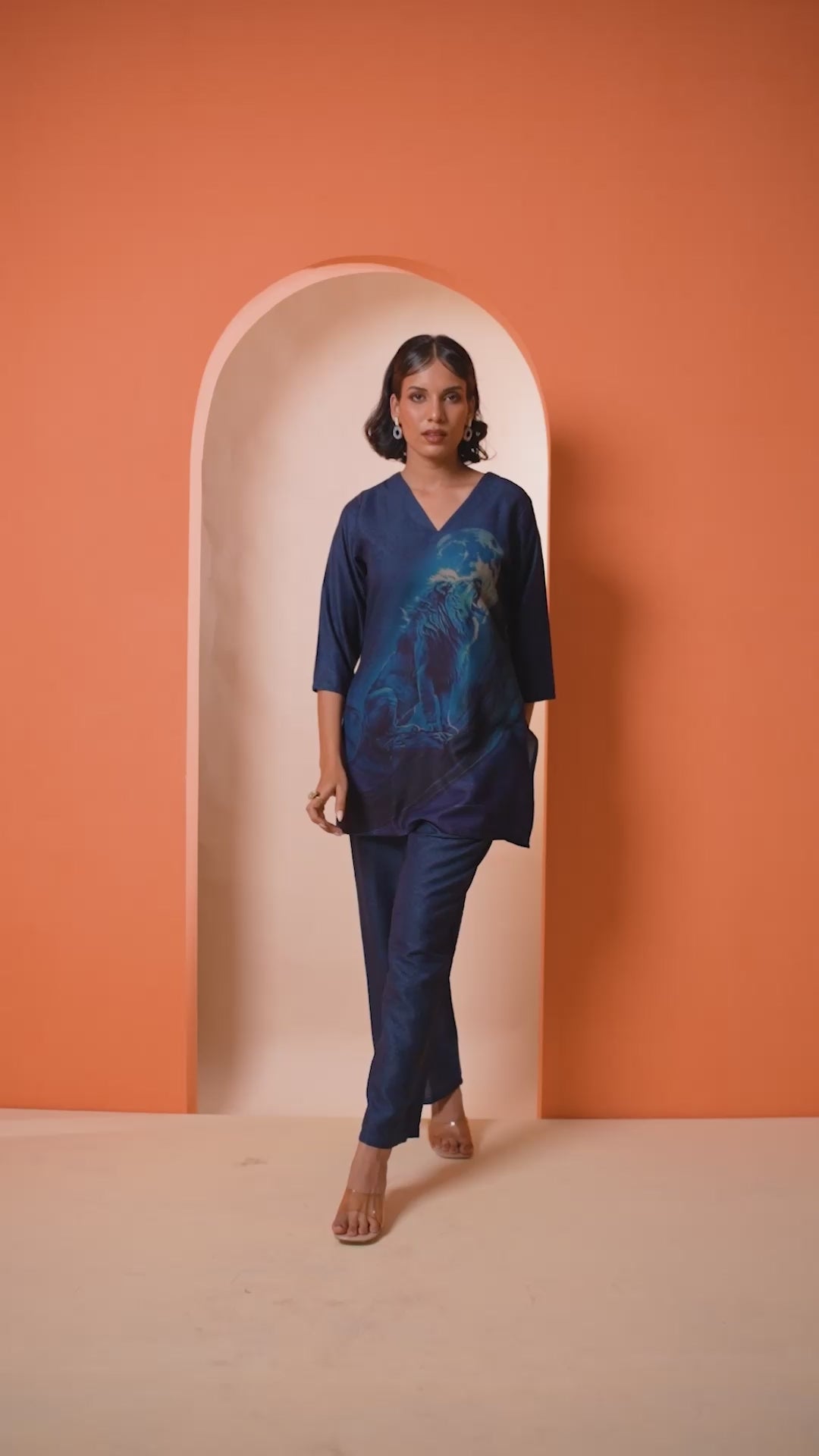 Blue Moonlit Roar Leo Co-ord Set