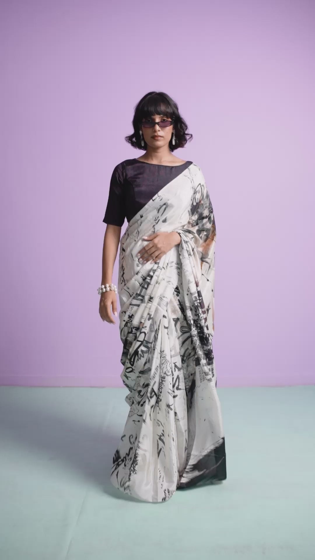 Graffiti Rebellious Elegance Letter Saree