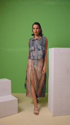 Ethereal Echo Canvas Flow Lines Skirt and Tops