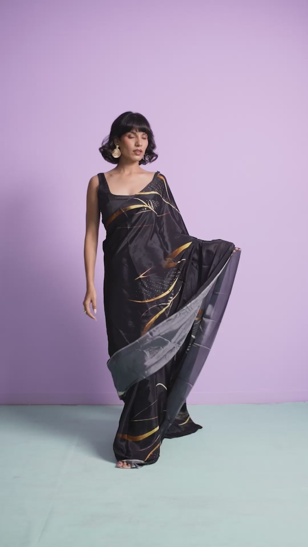 Golden Whispering Lips Saree