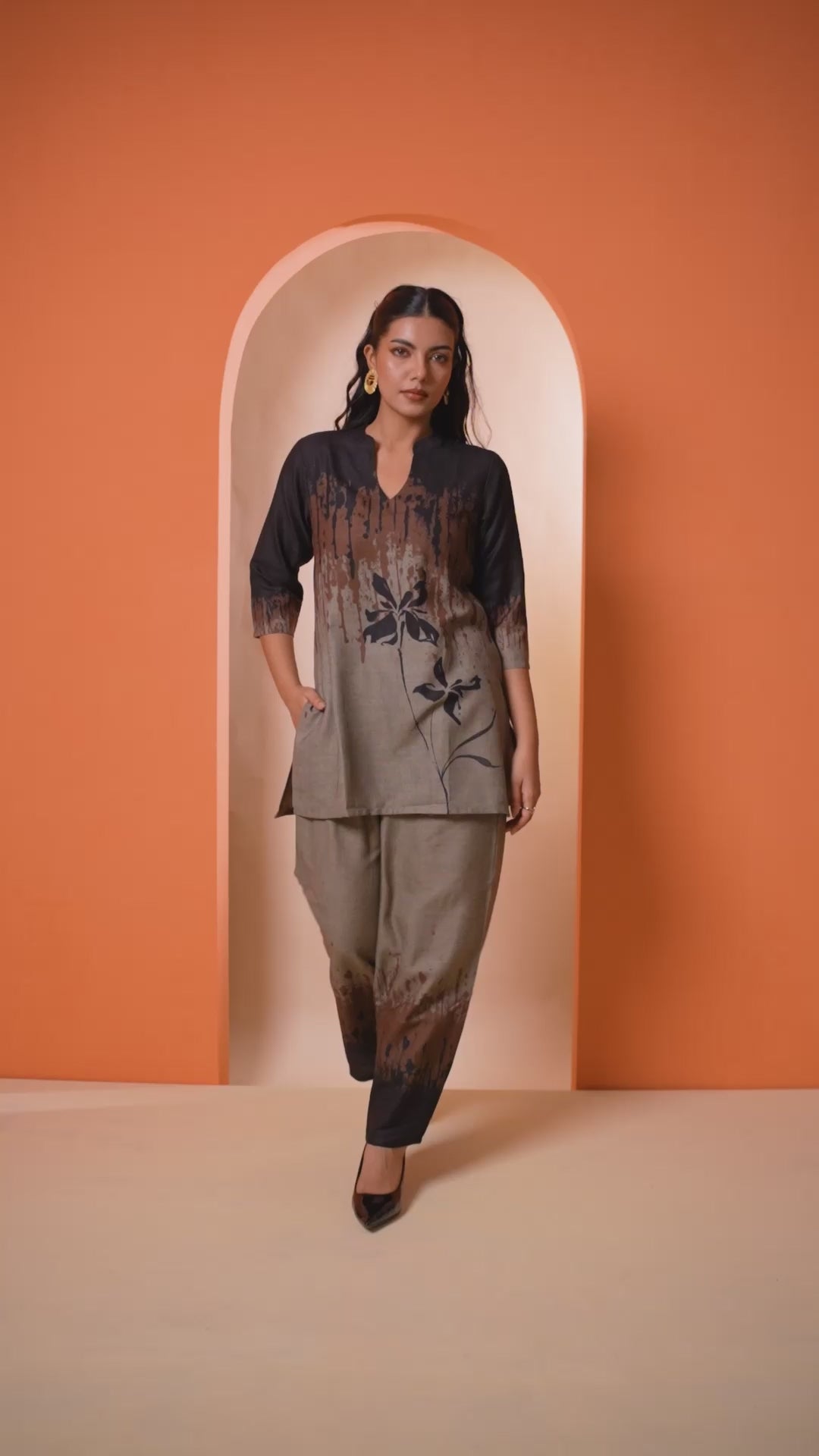 Dark Petals Blooming Flower Co-ord Set