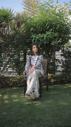 White and Black Abstract Ink Print Blazer Co-Ord Set